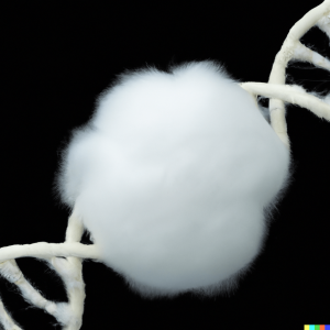 Cotton ball overlayed with DNA strand-min